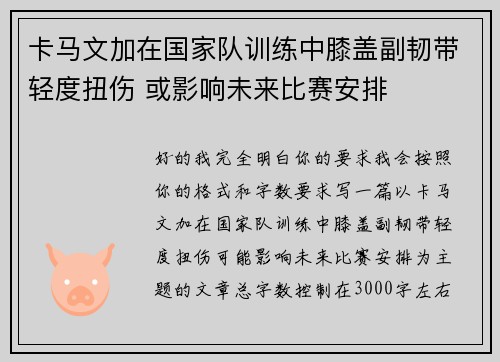 卡马文加在国家队训练中膝盖副韧带轻度扭伤 或影响未来比赛安排